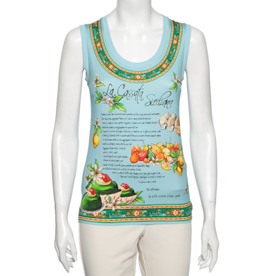 Pre-owned Dolce & Gabbana Blue Cotton La Cassata Siciliana Tank Top S