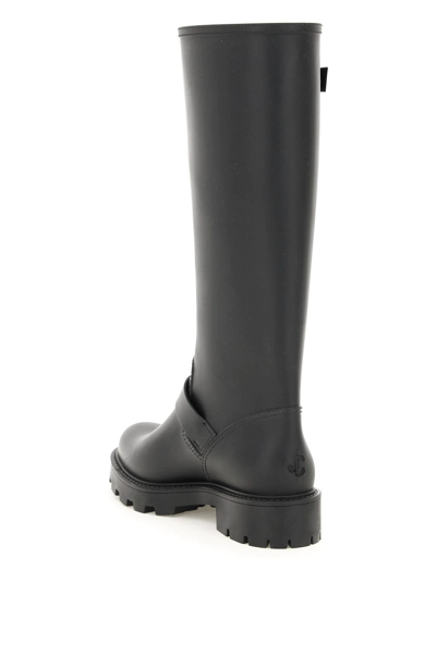 Shop Jimmy Choo Yael Flat Rainboots In Black