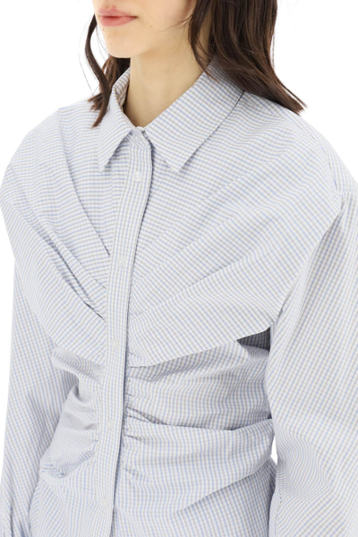 Shop Alexander Wang Draped Hourglass Shirt In White,blue,brown