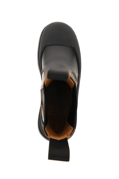 Shop Maison Margiela Leather Chelsea Boots In Black