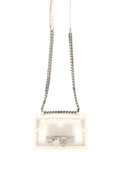 Shop Alexander Mcqueen Mini Jewelled Satchel Bag In White