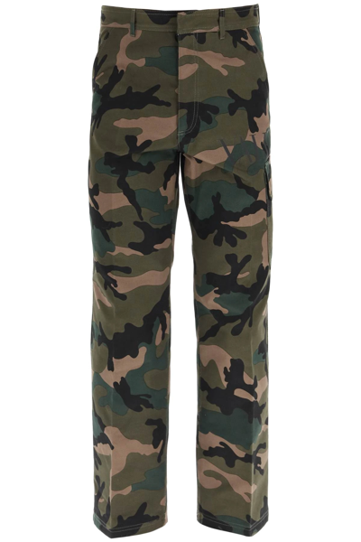 Shop Valentino Camouflage Trousers In Green,beige,black