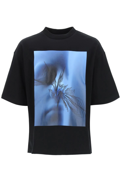 Shop A Better Mistake Face To Face Print T-shirt In Black,blue