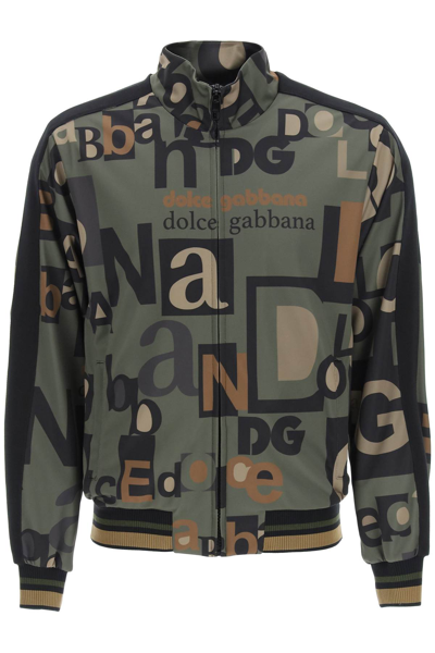 Shop Dolce & Gabbana All-over Logo Sweatshirt In Green,black,beige