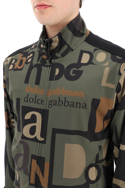 Shop Dolce & Gabbana All-over Logo Sweatshirt In Green,black,beige