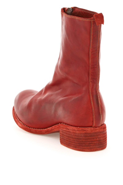 Shop Guidi Front Zip Leather Ankle Boots In Red