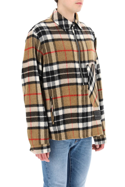 Shop We11 Done Tartan Wool Anorak In Brown,black,white