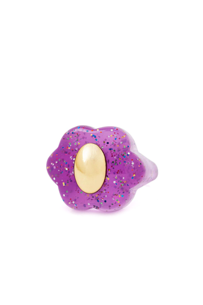 Shop La Manso Flower On Mars Ring In Purple,gold