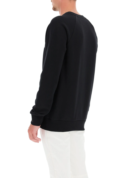 Shop Balmain Logo Print Sweatshirt In Black,white