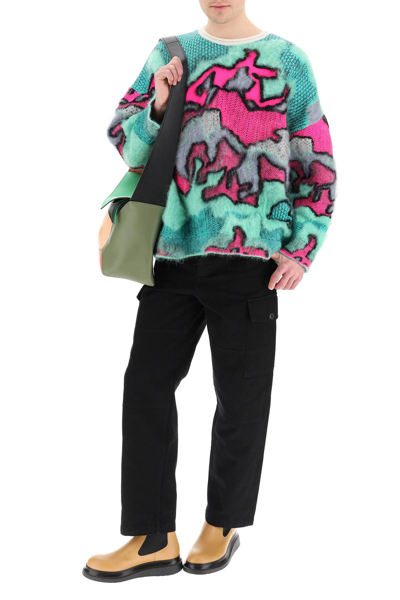 Shop Loewe Multicolor Mohair Pullover In Fuchsia,green,black
