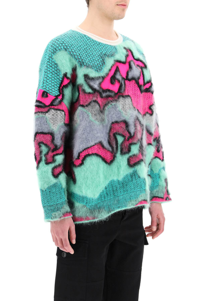 Shop Loewe Multicolor Mohair Pullover In Fuchsia,green,black