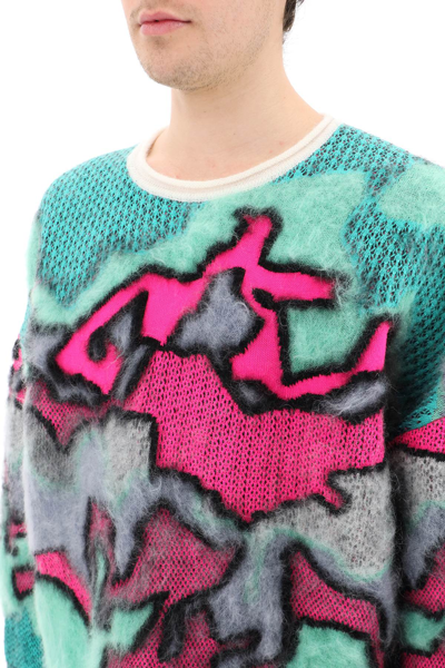 Shop Loewe Multicolor Mohair Pullover In Fuchsia,green,black