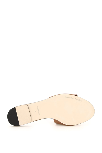 Shop Dolce & Gabbana Leather Sliders With Logo In Brown