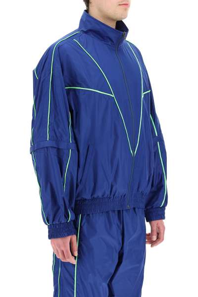 Shop Vetements Nylon Track Jacket In Blue,green