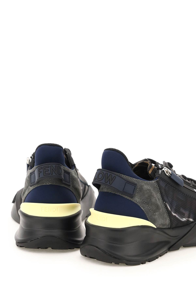Shop Fendi Flow Sneakers In Black/blue