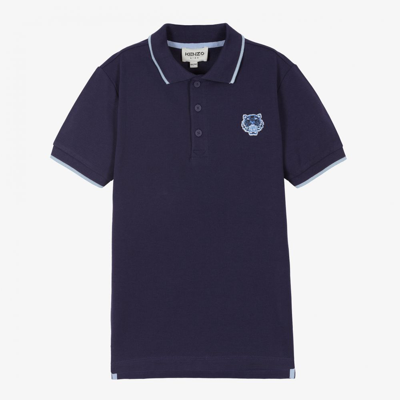 Shop Kenzo Boys Teen Blue Elephant Polo Shirt