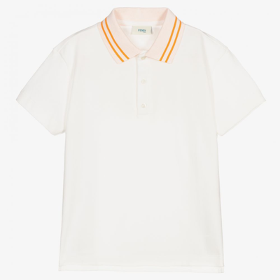 Shop Fendi Teen Boys Ivory Polo Shirt