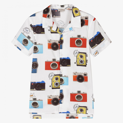 Shop Paul Smith Junior Teen Boys White Camera Shirt
