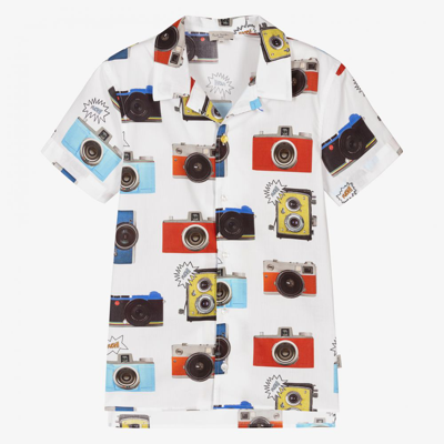 Paul Smith Junior White Shirt For Boy With Prints In White