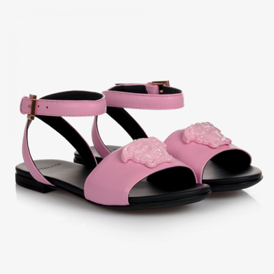 Shop Versace Girls Teen Pink Leather Sandals