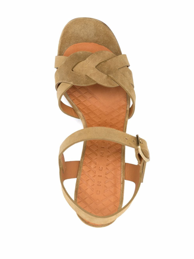 Shop Chie Mihara 85mm Braided-detail Sandals In Green