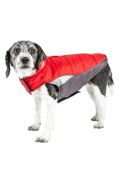 Shop Pet Life Helios Blizzard Full-bodied Adjustable And 3m Reflective Dog Jacket In Molten Lava Red