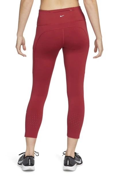 Shop Nike Epic Luxe Crop Pocket Running Tights In Pomegranate