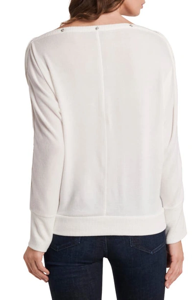 Shop Vince Camuto Snap Trim Dolman Sleeve Sweater In Pearl Ivory