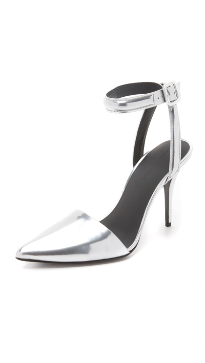 Alexander Wang Lovisa Ankle Strap Pumps In Silver