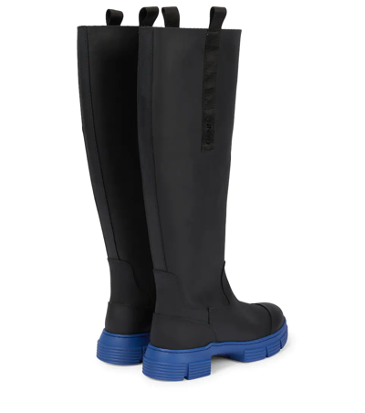 Shop Ganni Knee-high Rubber Boots In 黑色