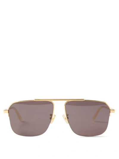 BOTTEGA VENETA SQUARE AVIATOR METAL SUNGLASSES