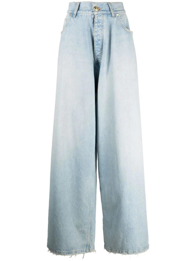 Shop Balmain Blue Mid Rise Flared Jeans