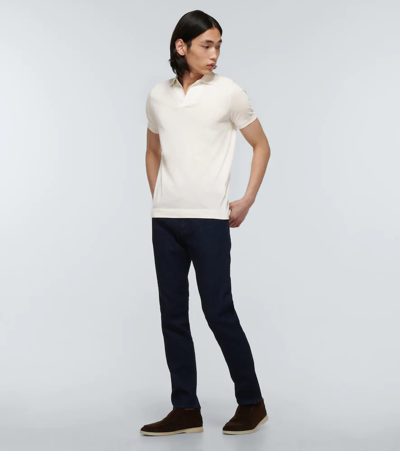 Shop Loro Piana New Bay Cotton Polo Shirt In White