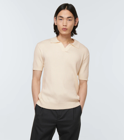 Shop Frescobol Carioca Rino Cotton And Silk Polo Shirt In Coconut Milk