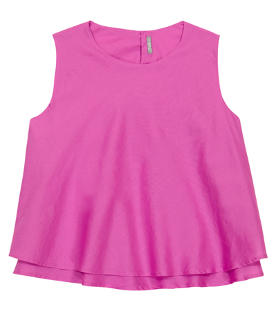 Il Gufo Double-layer Cotton Tank Top In Fucsia