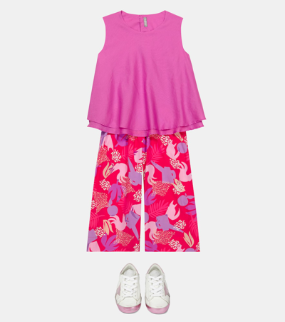 Il Gufo Double-layer Cotton Tank Top In Fucsia