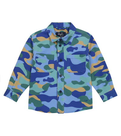 Shop Il Gufo Camouflage Printed Twill Shirt In Dark Blue