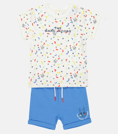 Shop Marc Jacobs Baby Printed Cotton T-shirt And Shorts Set In White Blue