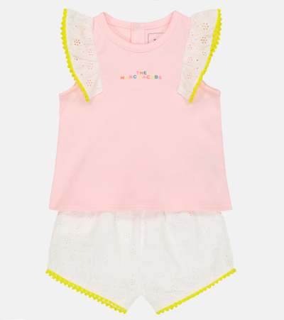 Shop Marc Jacobs Baby Broderie Anglaise Cotton Top And Shorts In Pink White