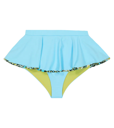 Shop Marysia Bumby Piana Ruffle-trimmed Bikini Bottoms In Horizon