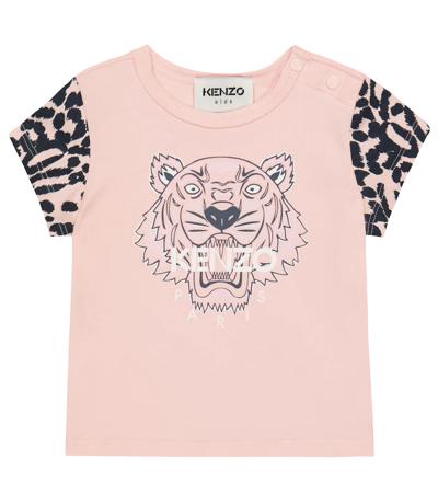 Shop Kenzo Baby Printed Cotton-blend T-shirt In Pink