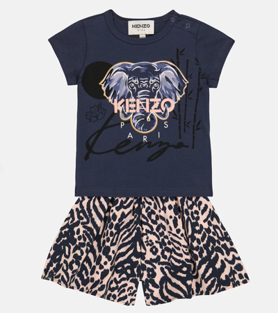 Shop Kenzo Baby Cotton T-shirt And Shorts Set In Pink