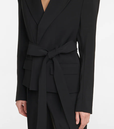 Shop Alexandre Vauthier Belted Crêpe Blazer In Black