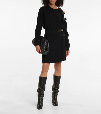 Altuzarra Ness Buckle Cold-shoulder Cashmere Sweater In Black