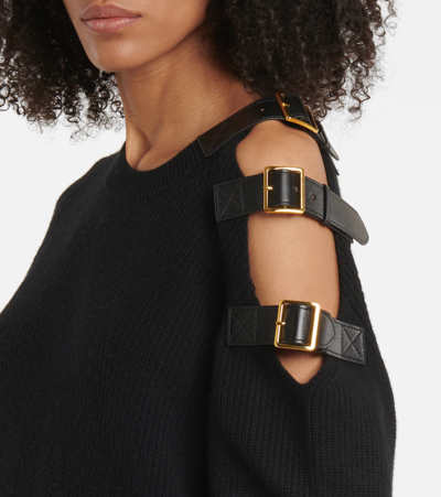 Altuzarra Ness Buckle Cold-shoulder Cashmere Sweater In Black
