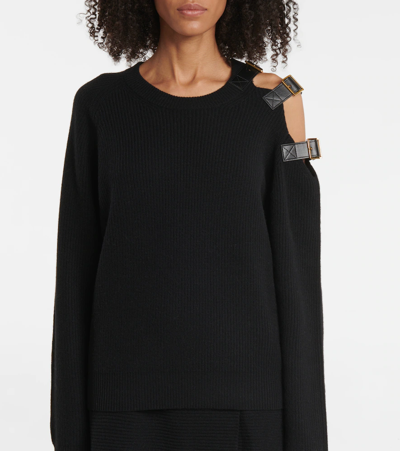 Altuzarra Ness Buckle Cold-shoulder Cashmere Sweater In Black