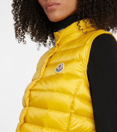 Shop Moncler Liane Quilted Down Vest In Yellow