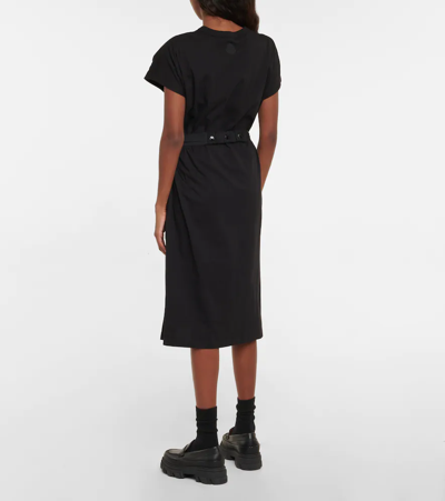 Shop Moncler Cotton Jersey Midi Dress In Blk