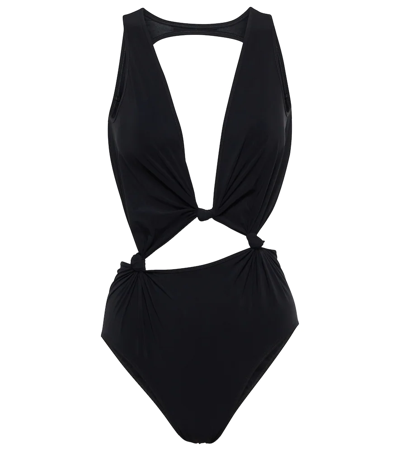 Shop Rick Owens Glory Cutout One-piece Swimsuit In Black