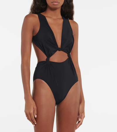 Shop Rick Owens Glory Cutout One-piece Swimsuit In Black